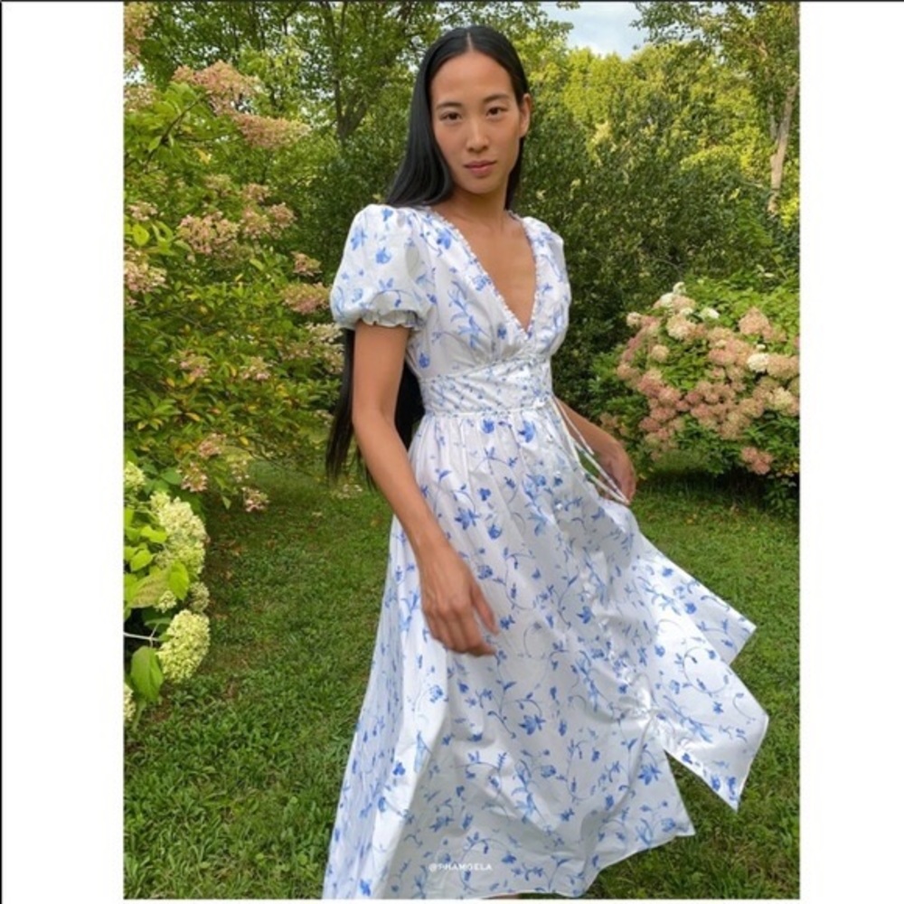 NWOT Hill House Blue Botanical Sabrina Dress